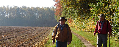 Wandelend in de zon